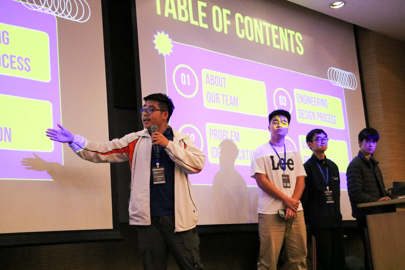 Finalist teams conducting live demonstrations before the judging panel