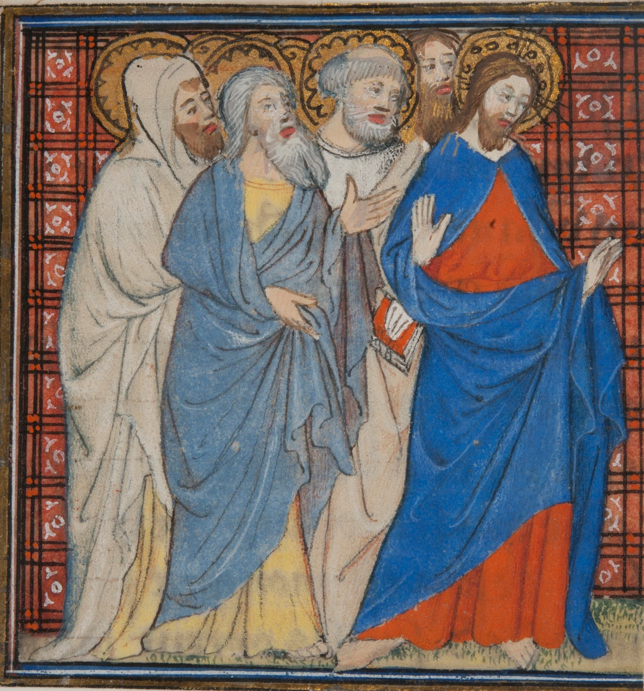 Miniature on a Cutting from Jean de Vignay’s Épîtres et Évangiles
Anonymous
Possibly Paris, France, ca. 1410–1420
Tempera and gold on vellum
H: 7.0 cm; W: 6.5 cm
The McCarthy Collection
Image Courtesy of the University Museum and Art Gallery, HKU