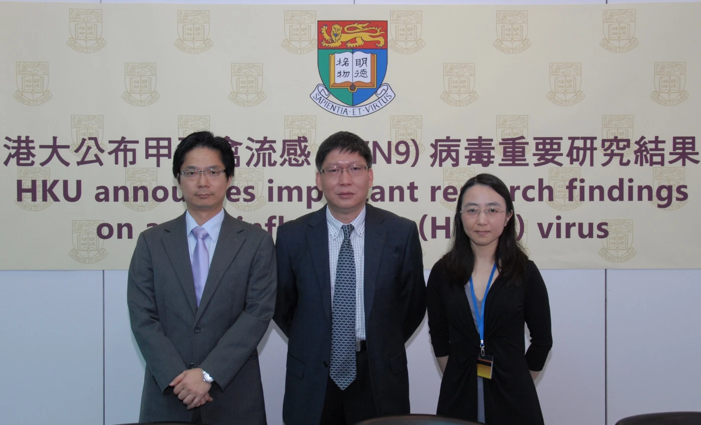 HKU and international research team find human-isolated avian influenza A (H7N9) virus can transmit via close contact and air-borne exposure while it can also infect pigs, Research published in prestigious international scientific journal, Science