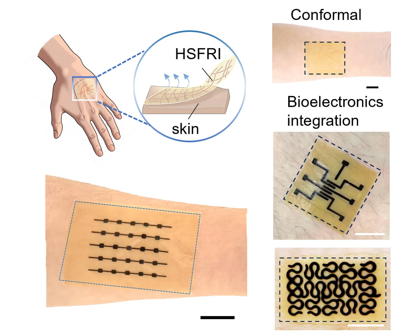 Demonstration of wearable electronic devices enabled by the ionogel.