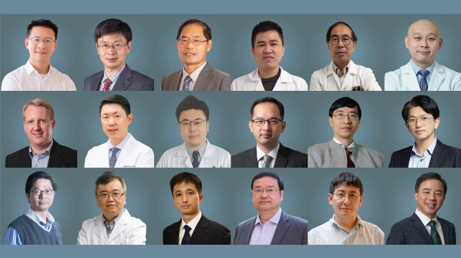 (top row from left) Computer Science: Professor Kaibin HUANG; Economics and Business: Professor Kevin Zheng ZHOU; Geosciences: Professor Guochun ZHAO; Immunology: Mr Jian-Piao CAI, Dr Kwok-Hung CHAN, Dr Hin CHU, (middle row from left) Professor Benjamin John COWLING, Professor Ivan Fan-Ngai HUNG; Immunology, Microbiology: Dr Jasper Fuk-Woo CHAN, Dr Kelvin Kai-Wang TO, Professor Kwok-Yung YUEN; Materials Science: Professor Lain-Jong LI; Microbiology: (bottom row from left) Professor Leo Lit-Man POON, Professor Tong ZHANG; Physics: Professor Wang YAO, Professor Xiaobo YIN, Professor Shuang ZHANG, Professor Xiang ZHANG