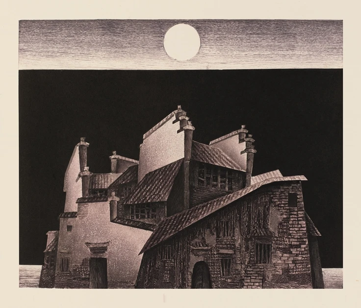 Xidi Village Series No. 10 1989
     Mixed media printed
     with water-soluble ink on paper
     50 x 60 cm