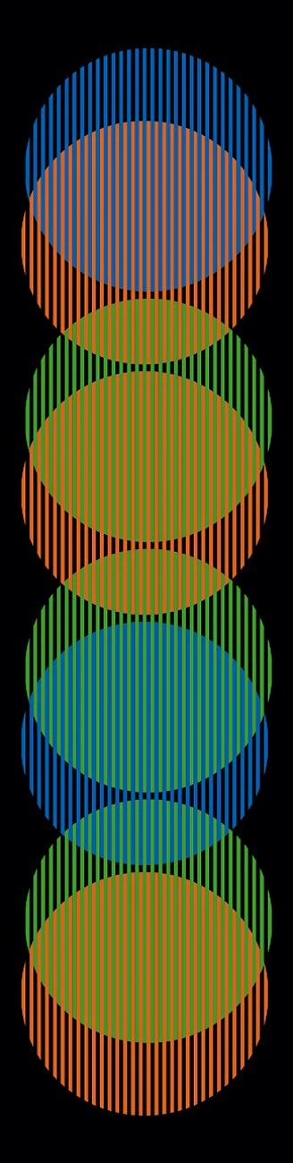Couleur Additive Cercles Permutables 240 x 60 cm Paris, France 2011 (Photo Courtesy of the Cruz-Diez Foundation)