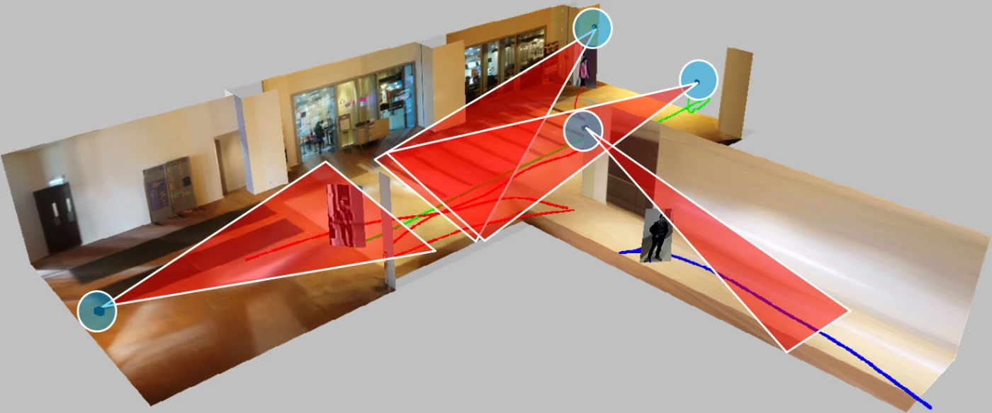 Tracking targeted individuals in a simulated crime scene covered by four surveillance cameras