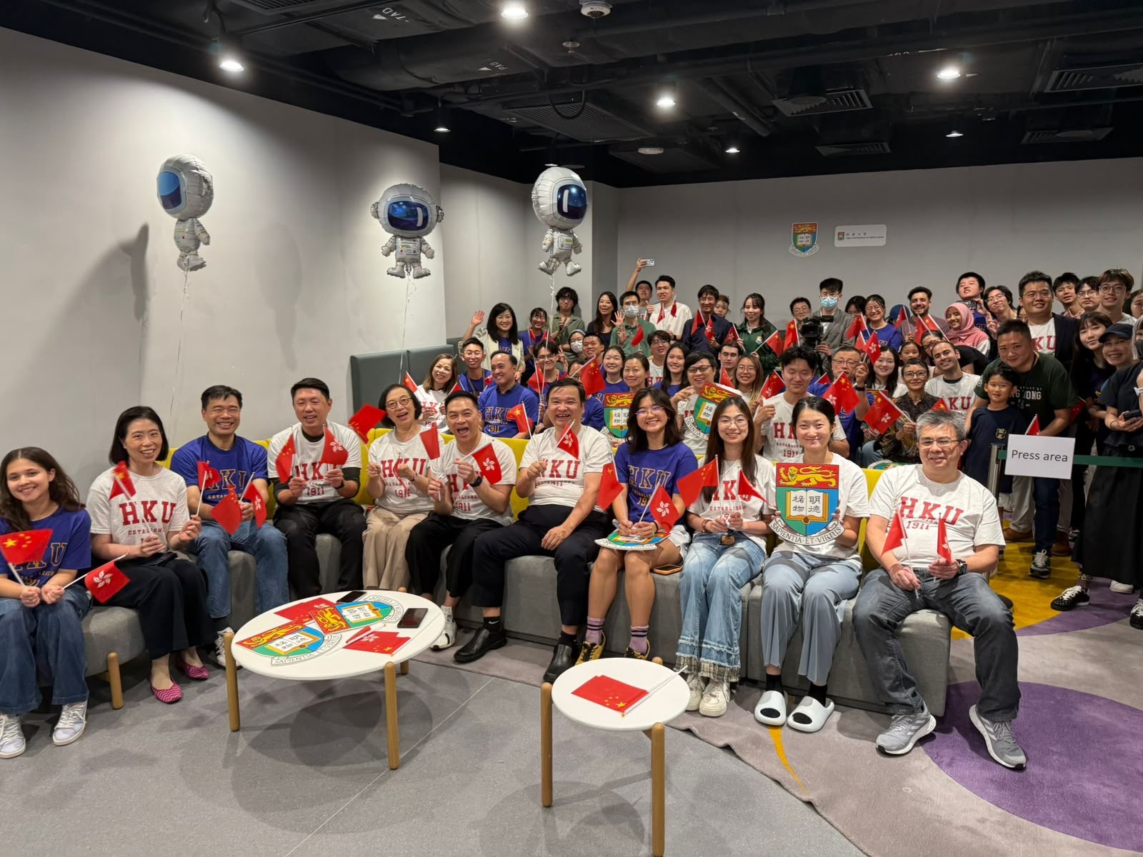 HKU students and colleagues gathered at the Jockey Club Student Village IV in Wong Chuk Hang to watch the successful launch of the Shenzhou-23 manned spacecraft via live broadcast.