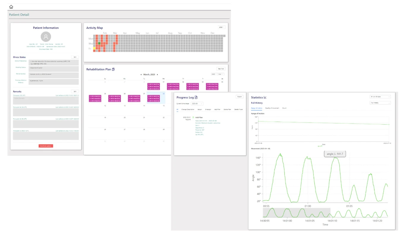 Therapist portal for remote management and monitoring of patients’ progress.