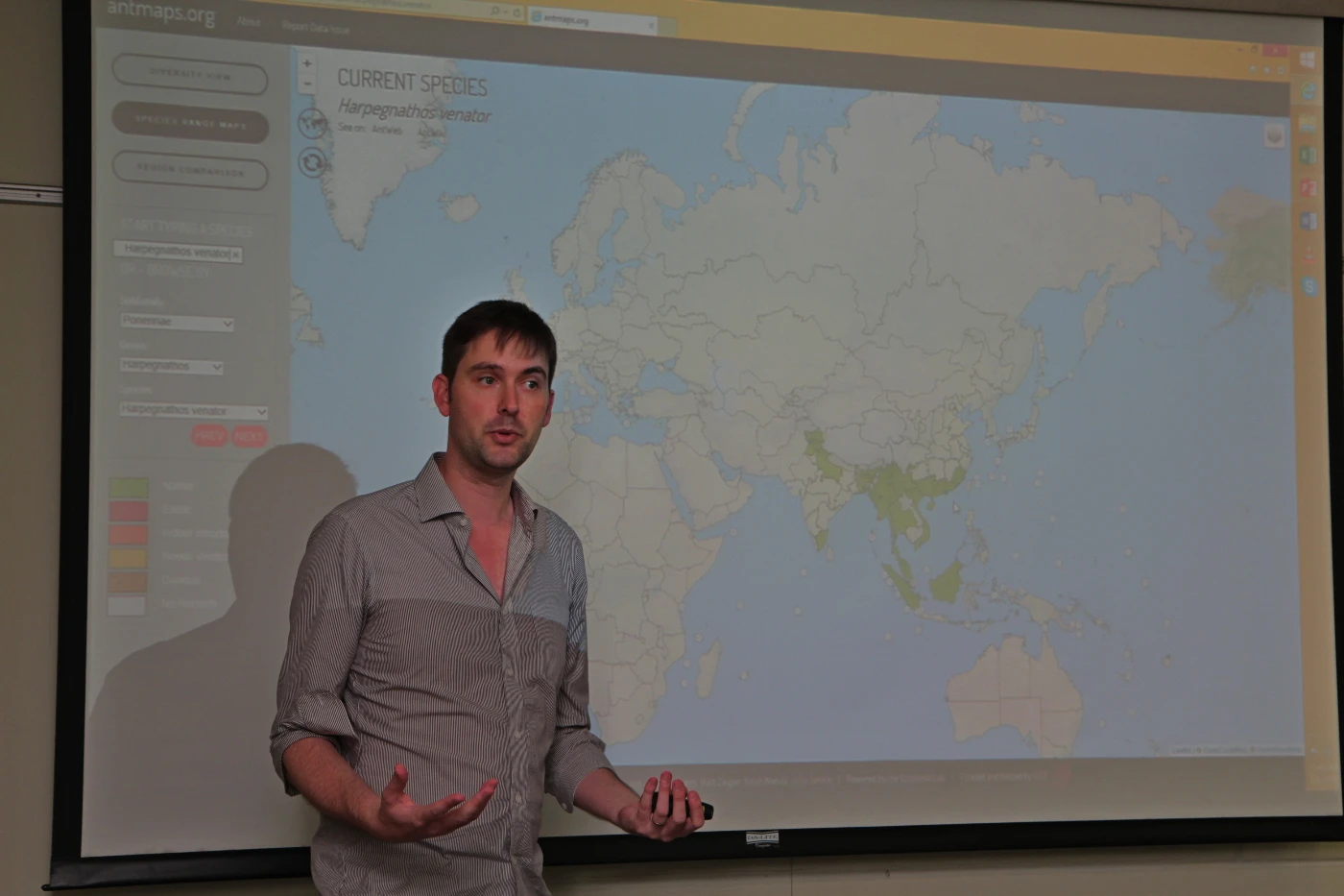 Dr Benoit Guénard demonstrates the search of ant species with the antmap.