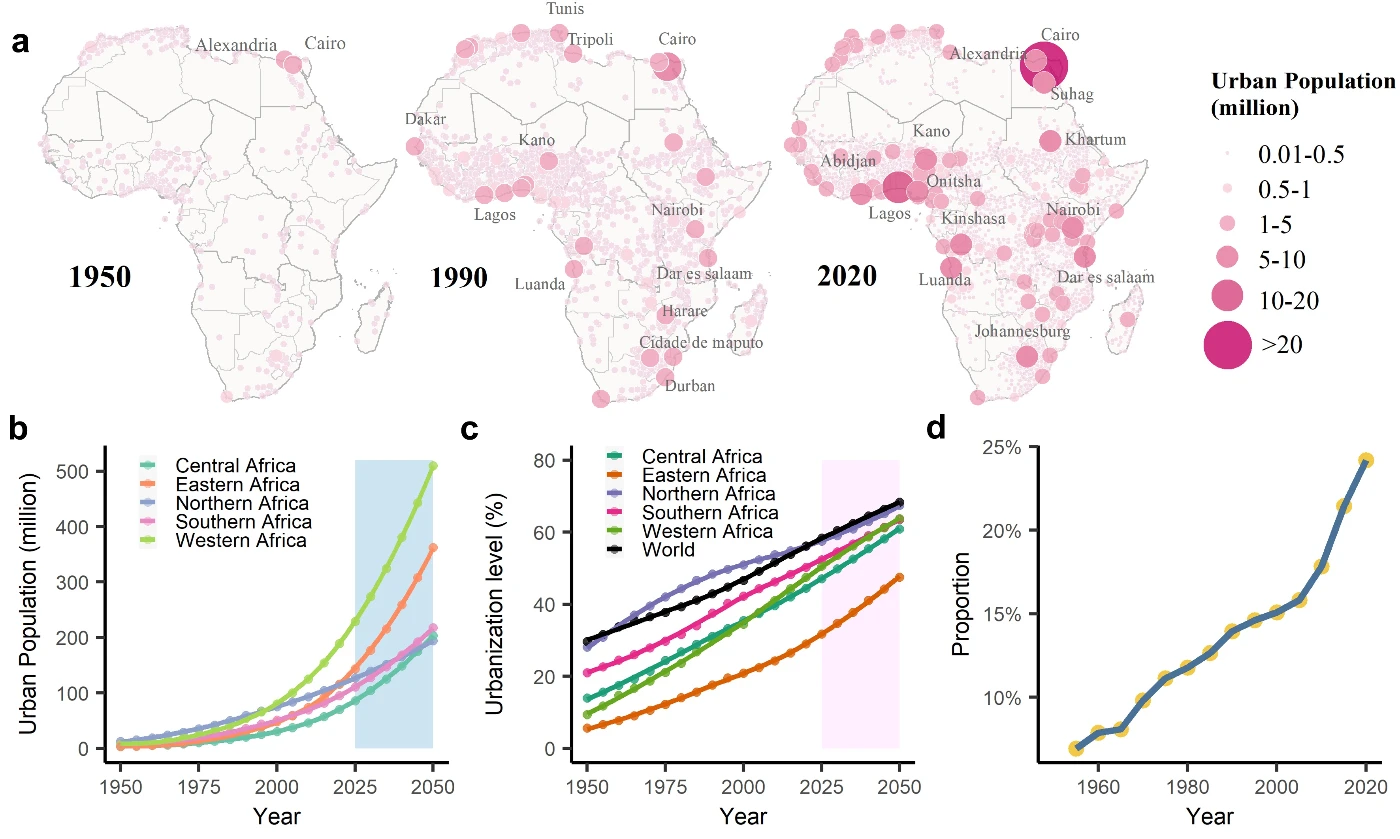Evolution of African urban systems and urbanisation trends.