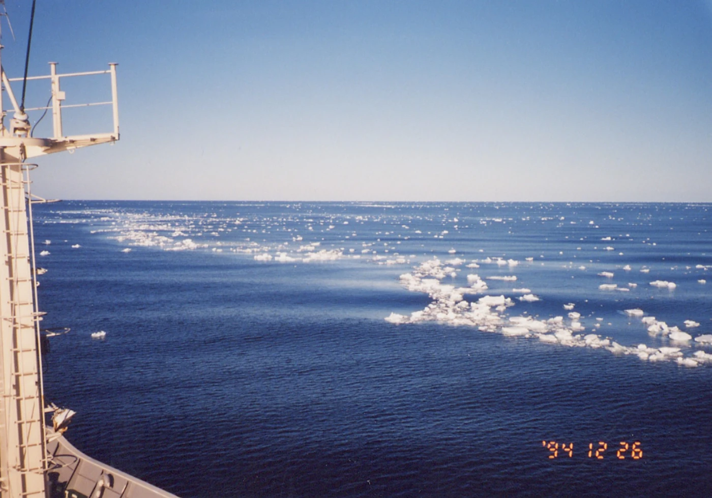 Photos of the Southern Ocean. This photo was taken during a cruise in the 1990s, during which scientists collected the sediment core that forms the basis of this study.  Photo credit: Minoru Ikehara.