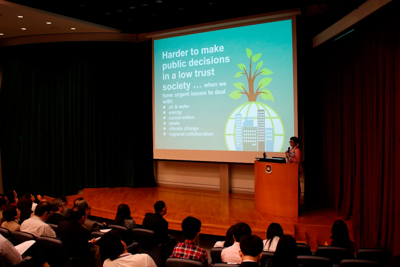 Ms. Christine Loh Kung-wai, Under Secretary for the Environment of HKSAR Environment Bureau gives a keynote speech on Hong Kong Geography Day 2014.