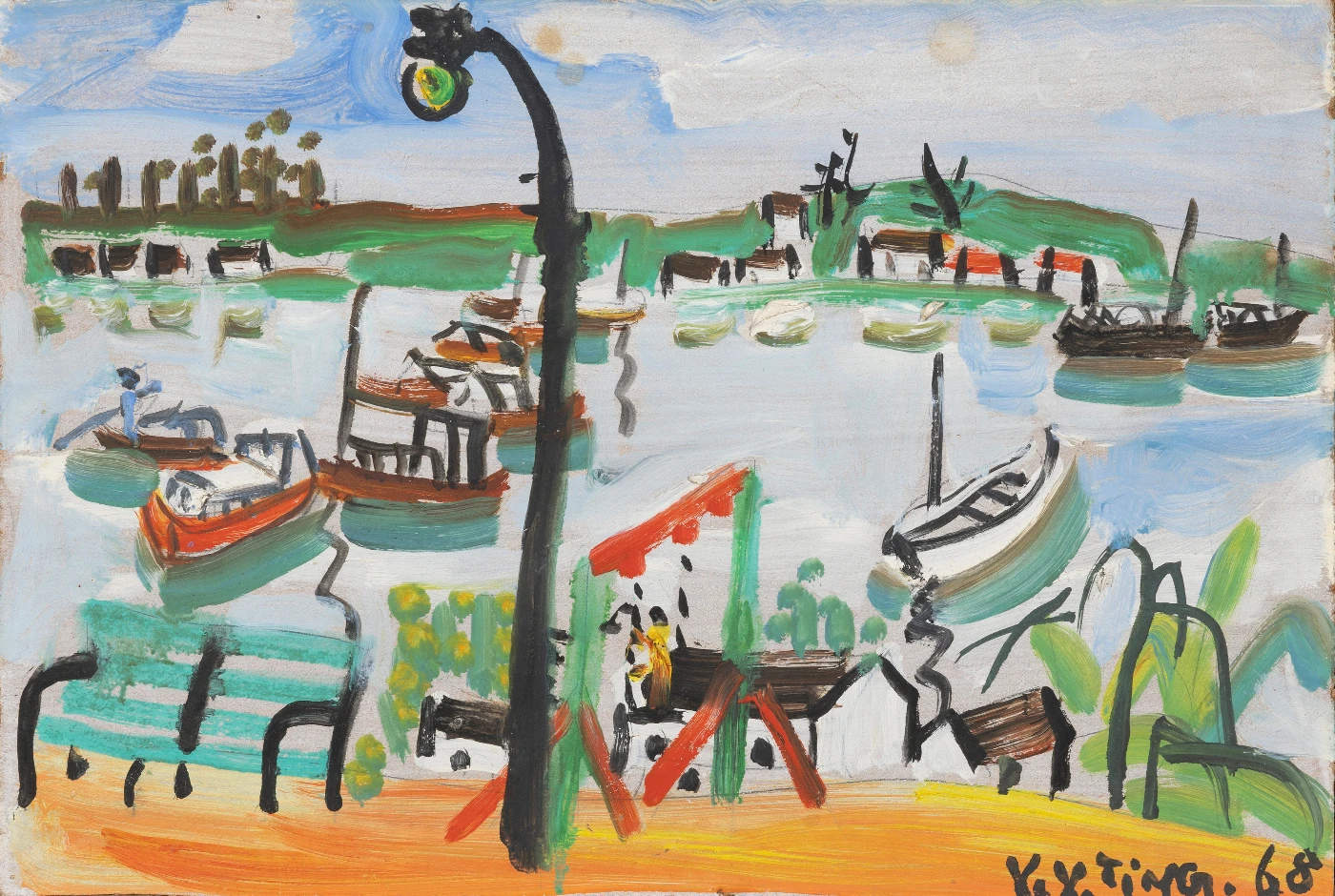 Sai Kung Seaside 
Oil on board   
H.29.5 x W.44.3 cm
1968
HKU.P.1997.1172
Gift of the HKU Museum Society