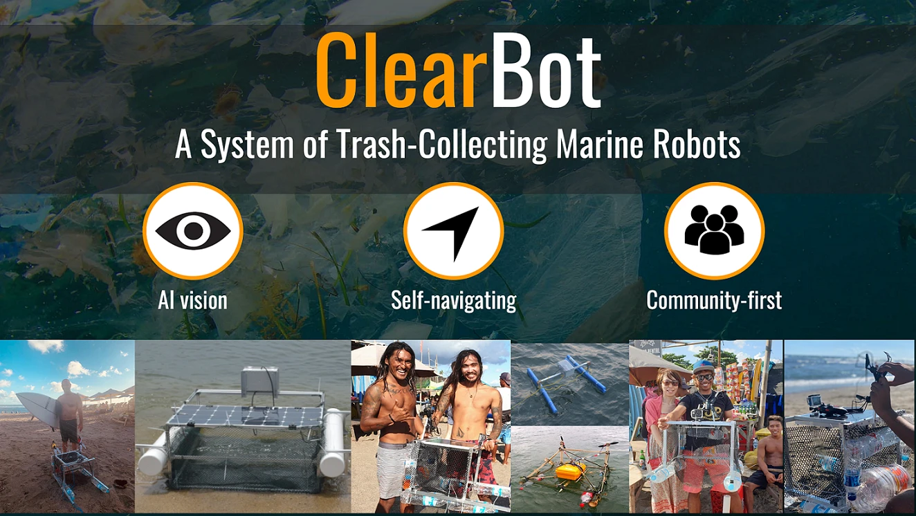 「ClearBot」是一個以人工智能驅動，自動收集水上塑膠廢料的機械人系統
