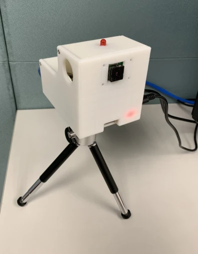 The SASH box is built on Raspberry Pi 4; the current version is equipped with LEDs, a speaker, and a consumer grade thermal camera for potential risk alert of COVID-19.
