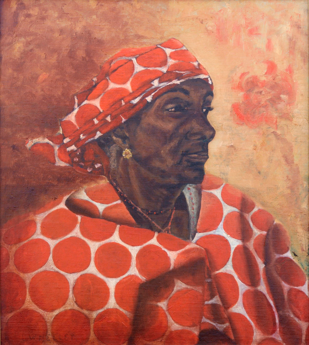 Woman Wearing Orange Scarf
     ca. 1940
     Laura Wheeler Waring
     Oil on canvas