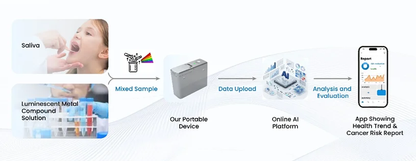 The schematic diagram showing the detection process of this innovative technology